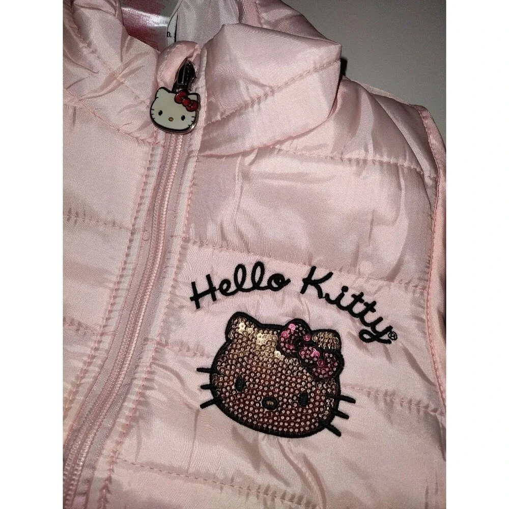Hello Kitty By Sanrio Girls Light Pink Quilted Puffer Vest  New Size 7